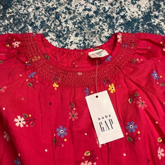 Baby Gap, Tunic Dress with Bloomers Set, Magenta Floral Print, Ruffled Sleeves - Picture 3 of 8